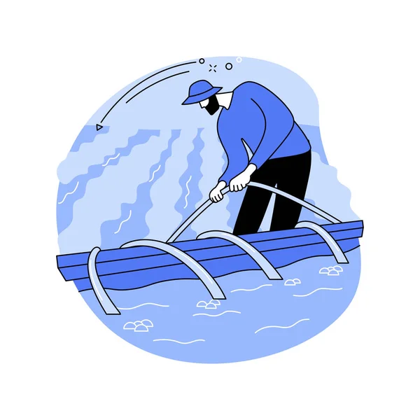 Yüzey Sulama Sistemleri Karikatür Vektör Çizimlerini Izole Etti Çiftçi Sulama — Stok Vektör