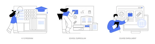 Openbare School Abstract Concept Vector Illustratie Set Programma Schoolcurriculum Cursusinschrijving — Stockvector