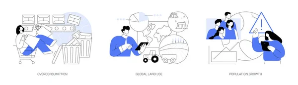 Global Environmental Data Abstract Concept Vector Illustration Set Inglês Excesso — Vetor de Stock
