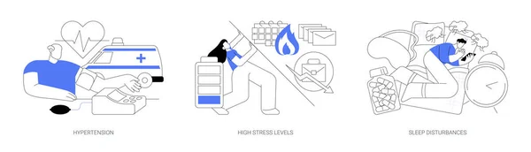 Stedelijke Gezondheidsproblemen Abstract Concept Vector Illustratie Set Hypertensie Hoge Stress — Stockvector