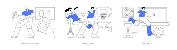 Jugar Juego Concepto Abstracto Vector Ilustración Conjunto American Football Basketball — Archivo Imágenes Vectoriales