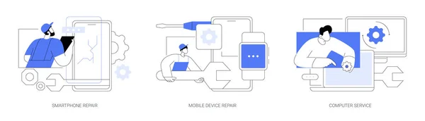 Gadget Fixação Conceito Abstrato Conjunto Ilustração Vetorial Smartphone Reparação Dispositivos —  Vetores de Stock