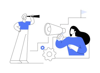 Kariyer tavsiyesi soyut konsept vektör çizimi. Kariyer geliştirme tavsiyesi, danışmanlık hizmeti, kurumsal web sitesi, menü çubuğu ögesi, HR yönetimi, iş arama, soyut metafor oluştur.