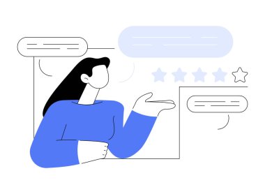 İfadeler soyut konsept vektör çizimi. İfadeler sayfası, istemci geribildirimi, müşteri değerlendirmesi, ürün tavsiyesi, web sitesi gezinti çubuğu, menü ögesi, UI tasarım soyut metaforu.