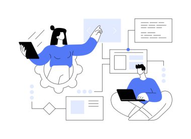 Sitemap oluşturma soyut konsept vektör çizimi. Web geliştirme, web sitesi optimizasyonu, sitemap oluşturma aracı, web sayfası yapısı, sitemaps çevrimiçi yazılım, XML öğretici soyut metafor.