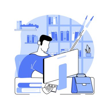 Baş editör karikatür vektör çizimlerini izole etti. Yayıncılık servisinde çalışan adam, yayınlar editör lideri, kontrol makalesi, bilişim sektörü, profesyonel insan vektör karikatürü.