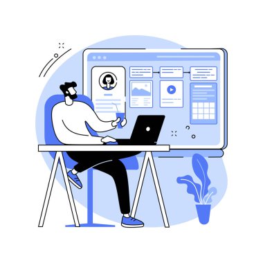 Tecrübe, izole edilmiş çizgi film vektör çizimlerini haritalar. Profesyonel UX tasarımcısı sitedeki kullanıcı akışını, müşteri seyahatini, ekrandaki UI deneyim haritasını, yazılım vektör karikatürünü inceler..