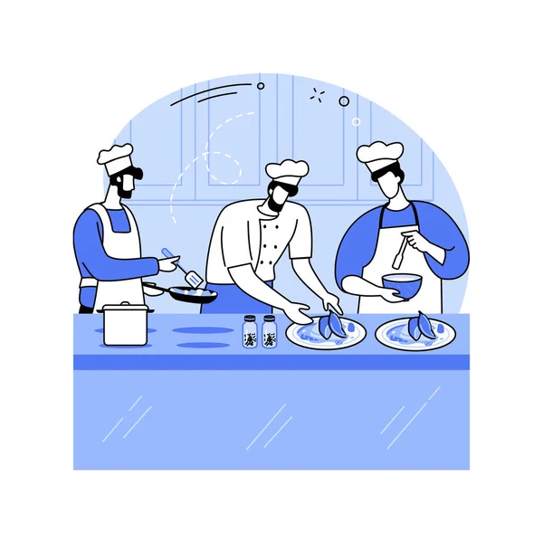 Ομαδική Εργασία Στην Κουζίνα Απομονωμένη Εικονογράφηση Φορέα Κινουμένων Σχεδίων Ομάδα — Διανυσματικό Αρχείο