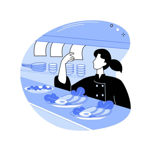 食事注文の分離された漫画のベクトルイラストを読む レストランのシェフは 食品の注文 サービス部門 Hrecaビジネス 専門家の人々 キッチンスタッフの労働者ベクトル漫画をチェックします — ストックベクタ