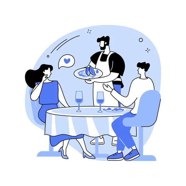 Restaurant Français Isolé Illustrations Vectorielles Dessins Animés Happy Couple Manger — Image vectorielle