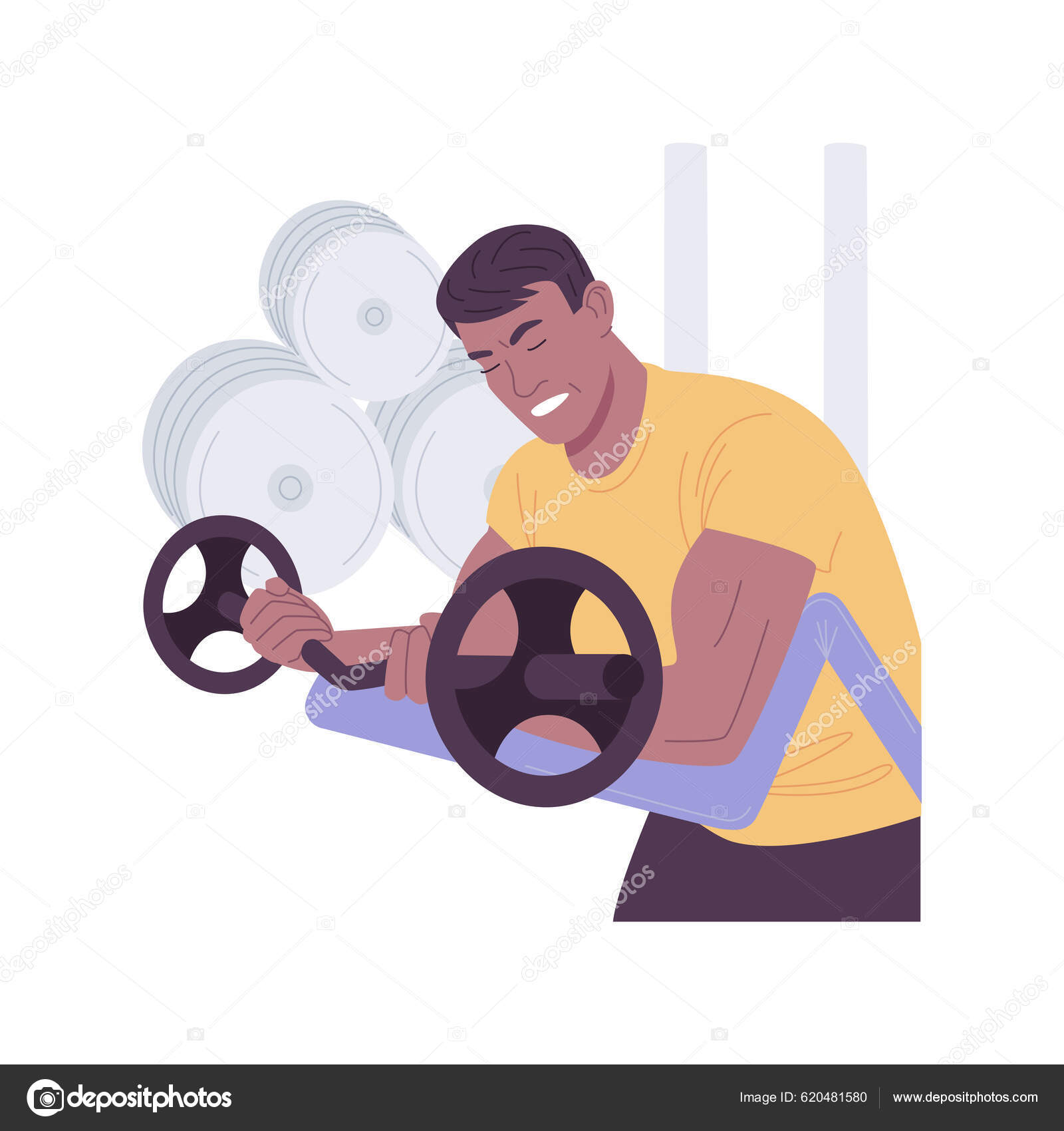 Weight Lifting Isolated Cartoon Vector Illustrations Strong Man