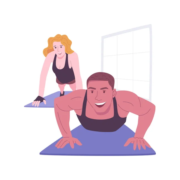 Yoga Workout Isolierte Zeichentrickvektorillustrationen Gruppe Muskulöser Menschen Macht Power Yoga — Stockvektor