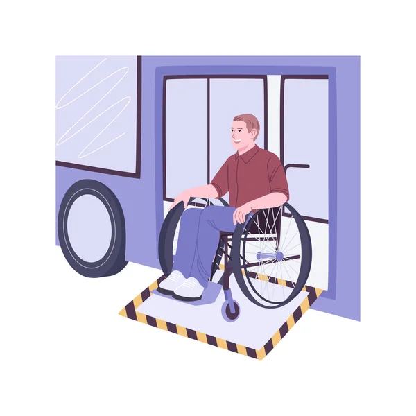 Inclusive Public Transport Isolated Cartoon Vector Illustrations Man Wheelchair Gets — Stock Vector