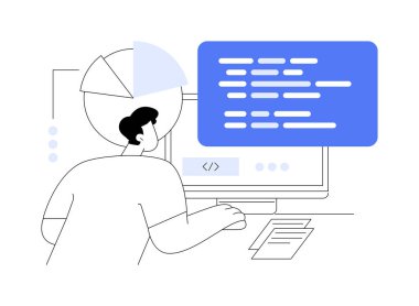 Bilgi teknolojisi soyut konsept vektör çizimi kursları sunar. Tüm seviyeler için IT kursu, bilgisayar ve yüksek teknoloji eğitimi, veri ve web programlama, ağ yönetimi dersleri soyut metafor.