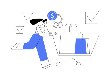 Tüketici motivasyonu soyut konsept vektör çizimi. Tüketici davranışlarında motivasyon, satış büyüme stratejisi, tanımlama teorisi, alıcı kişiliği, soyut metafor türleri.