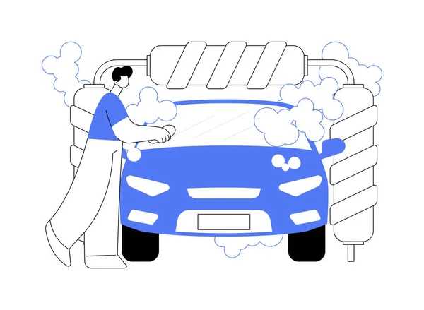 Car Wash Dienst Abstract Concept Vector Illustratie Automatische Wassen Voertuig — Stockvector