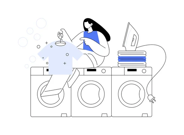 Tvätt Och Kemtvätt Abstrakt Koncept Vektor Illustration Tvättinrättningar Industri Städ — Stock vektor