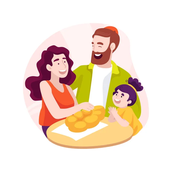 Challah Isolierte Cartoon Vektor Illustration Familie Isst Jüdisch Gebackenes Brot — Stockvektor