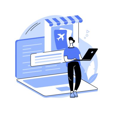 Biletleme yazılımı karikatür vektör çizimlerini izole etti. Özel uygulama, modern bilişim teknolojisi, profesyonel yazılım, servis vektör karikatürü ile online bilet alan bir adam..