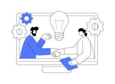 İşbirliği soyut konsept vektör çizimi. İş ortaklığı, işbirliği projesi, kurumsal web sitesi, menü sekmesi, birlikte çalışma, mevcut proje, kullanıcı deneyimi soyut metafor.