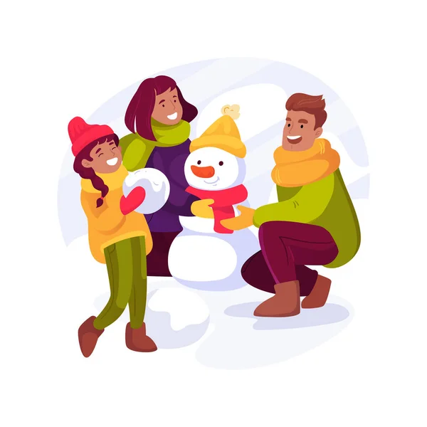 Κάντε Ένα Χιονάνθρωπο Απομονωμένο Εικονογράφηση Φορέα Κινουμένων Σχεδίων Χειμερινές Διακοπές — Διανυσματικό Αρχείο