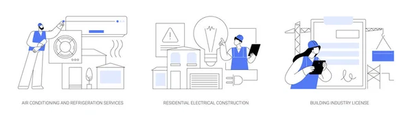 Builder Entrepreneur Services Abstrait Concept Vectoriel Illustration Ensemble Services Climatisation — Image vectorielle