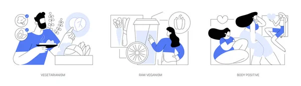 Estilo Vida Saudável Conceito Abstrato Conjunto Ilustração Vetorial Vegetarianismo Veganismo — Vetor de Stock