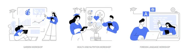 Trainingsprogramme Abstraktes Konzept Vektor Illustration Set Garten Gesundheit Und Ernährung — Stockvektor