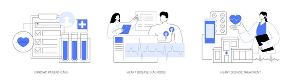 Ataque Cardíaco Conceito Abstrato Conjunto Ilustração Vetorial Cartão Doente Cardíaco — Vetor de Stock