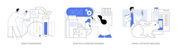 Biotecnologia Conceito Abstrato Conjunto Ilustração Vetorial Engenharia Genética Organismo Geneticamente — Vetor de Stock