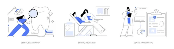 Dental Care Service Abstract Concept Vector Illustration Set Exame Dentário — Vetor de Stock