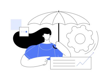 Risk yönetimi soyut konsept vektör çizimi. Kriz yönetimi, risk kontrol eğitimi, girişim düzenleme aracı, yatırım tavsiyesi, işletme müdürü, borsa soyut metaforu.