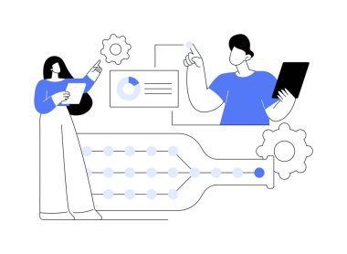 Darboğaz analizi soyut konsept vektör çizimi. Görsel yönetim sistemi, darboğaz analiz aracı, daraltma denetimi, iş akışı iyileştirmesi, kısıtlama metodu soyut metafor.