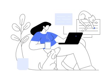 Bağımsız bir soyut konsept vektör çizimi ol. Uzak iş, bireysel serbest iş, bağımsız girişimci olmak, online müşteri bulmak, dijital göçebe soyut metaforu.