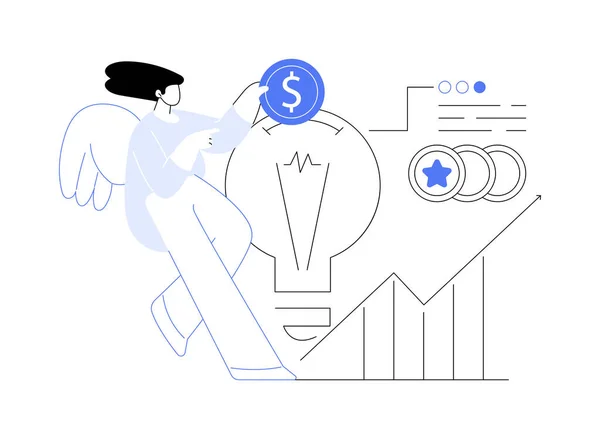 Angel Investitore Concetto Astratto Vettoriale Illustrazione Startup Sostegno Finanziario Startup — Vettoriale Stock