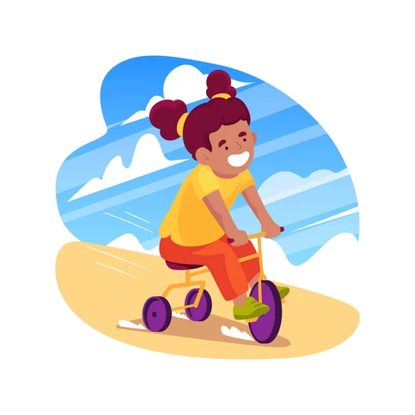 Pedaling Tricycle Isolated Cartoon Vector Illustration Child Riding Tricycle Physical — Archivo Imágenes Vectoriales