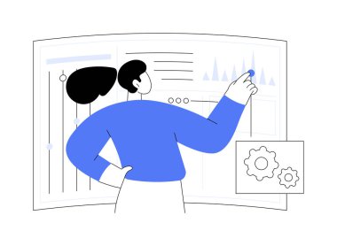 Büyük veri görselleştirmesi soyut konsept vektör çizimi. Büyük veri analiz aracı, analitik servisi, görselleştirme yazılımı, iş zekası, yönetim çözümü, IoT soyut metafor.