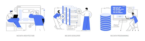 Datenbankspeicherung Abstraktes Konzept Vektor Illustration Set Entwickler Von Big Data — Stockvektor