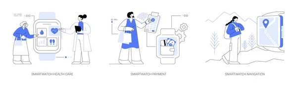 Accesorios Inteligentes Abstracto Concepto Vector Ilustración Conjunto Cuidado Salud Smartwatch — Vector de stock