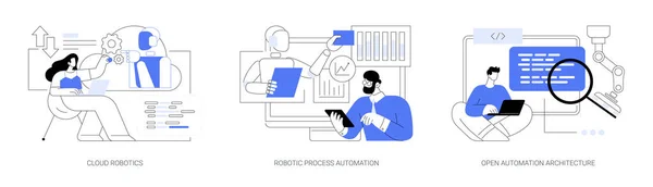 Informatyka Abstrakcyjna Koncepcja Wektor Ilustracji Zestaw Technologia Robotyki Chmurowej Proces — Wektor stockowy