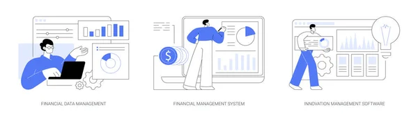 业务发展抽象概念向量图集 财务管理 创新协作软件 企业预算规划 数据报告 风险管理抽象隐喻 — 图库矢量图片
