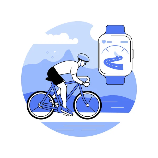 Smartwatch Ciclismo All Aperto Tracciamento Isolato Illustrazioni Vettoriali Dei Cartoni — Vettoriale Stock