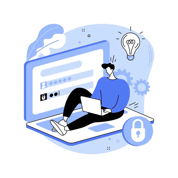 Create New Password Isolated Cartoon Vector Illustrations Man Laptop Creating — Vector de stock