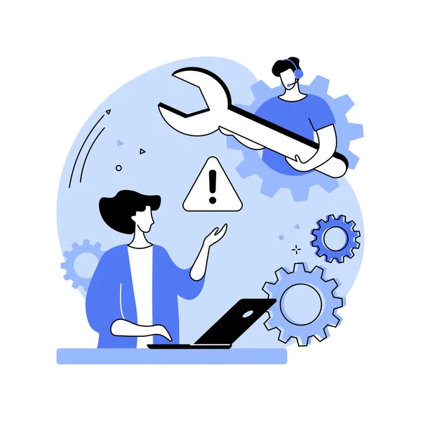 Troubleshooting Isolated Cartoon Vector Illustrations Office Worker Calling System Administrator — Wektor stockowy