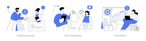 Salesman Job Abstract Concept Vector Illustratie Set Gepersonaliseerde Verkoop Face — Stockvector