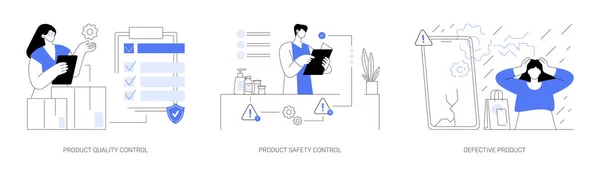 Producto Fabricación Abstracta Concepto Vector Ilustración Conjunto Control Calidad Seguridad — Vector de stock