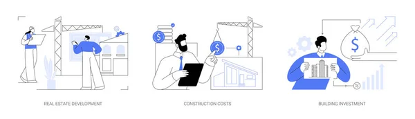 Construção Projeto Gestão Conceito Abstrato Conjunto Ilustração Vetorial Desenvolvimento Imobiliário — Vetor de Stock