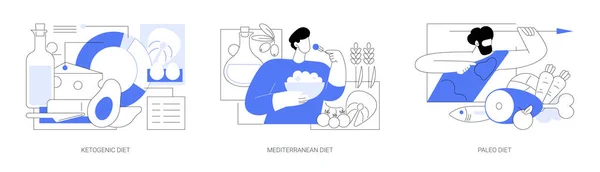Perda Peso Plano Nutricional Conceito Abstrato Conjunto Ilustração Vetorial Dieta — Vetor de Stock