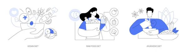 Plano Nutricional Conjunto Ilustração Vetorial Conceito Abstrato Dieta Vegan Comida — Vetor de Stock