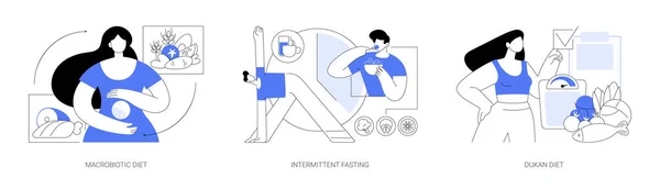 Fett Verbrennen Abstraktes Konzept Vektor Illustrationsset Makrobiotische Ernährung Intermittierendes Fasten — Stockvektor